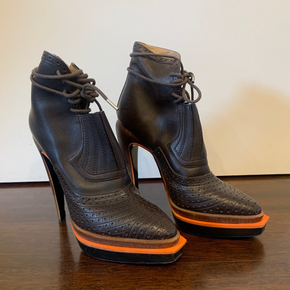 Proenza Schouler Lace-Up Oxford Stiletto Ankle Booties